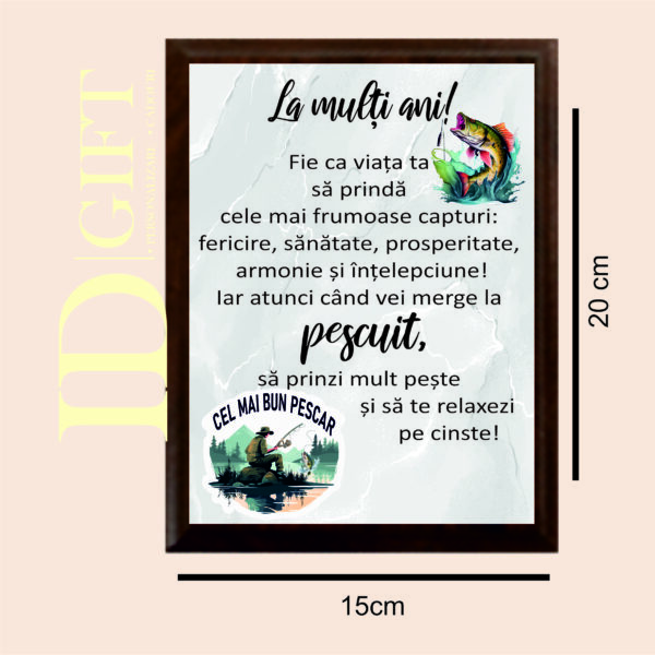 Placheta lemn- La multi ani - Cel mai bun pescar - imagine 2