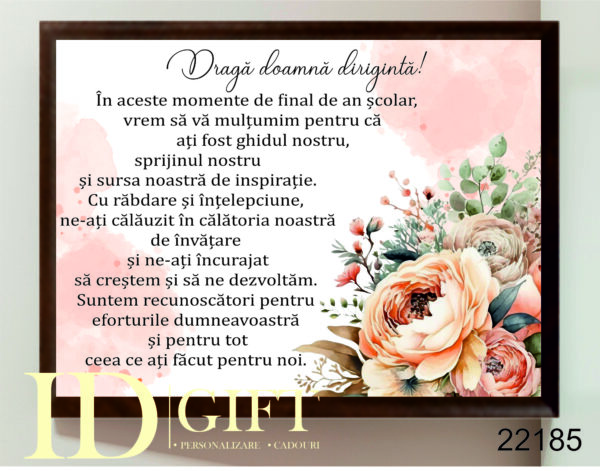 Placheta lemn - Draga doamna diriginta!