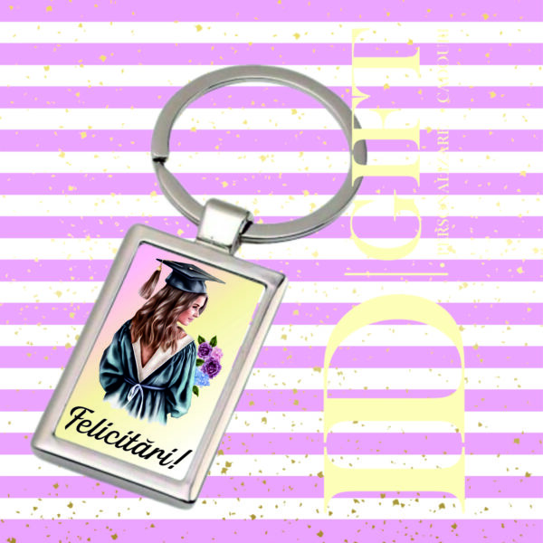 Breloc din metal  - Absolventa- Felicitari