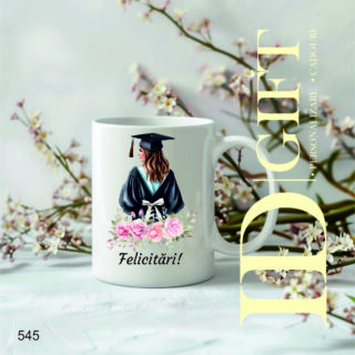 Cana Personalizata- Pentru absolventa cu flori