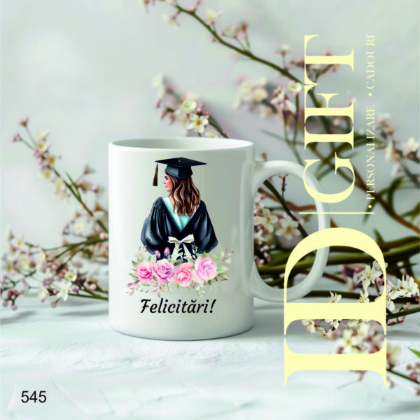 Cana Personalizata- Pentru absolventa cu flori